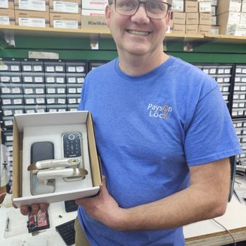 Payson Lock & Key - Jay, owner of Payson Lock & Key since 1995, holding a commercial grade smart lever. We install access control for small to large businesses. - Keys & Locksmiths Near Me - Payson, Utah Payson Lock & Key - Jay, owner of Payson Lock & Key since 1995, holding a commercial grade smart lever. We install access control for small to large businesses. - Keys & Locksmiths Near Me - Payson, Utah