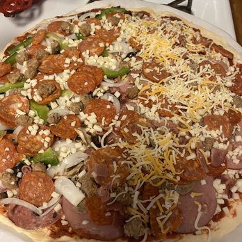 Donatello's Take & Bake Pizza - 1/2 Meat & 1/2 combo - Pizza Near Me - Modesto, California Donatello's Take & Bake Pizza - 1/2 Meat & 1/2 combo - Pizza Near Me - Modesto, California