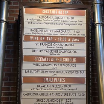 BaseLine Tap House - 2025-3-15 Menu - Lounges Near Me - Lake Buena Vista, Florida
