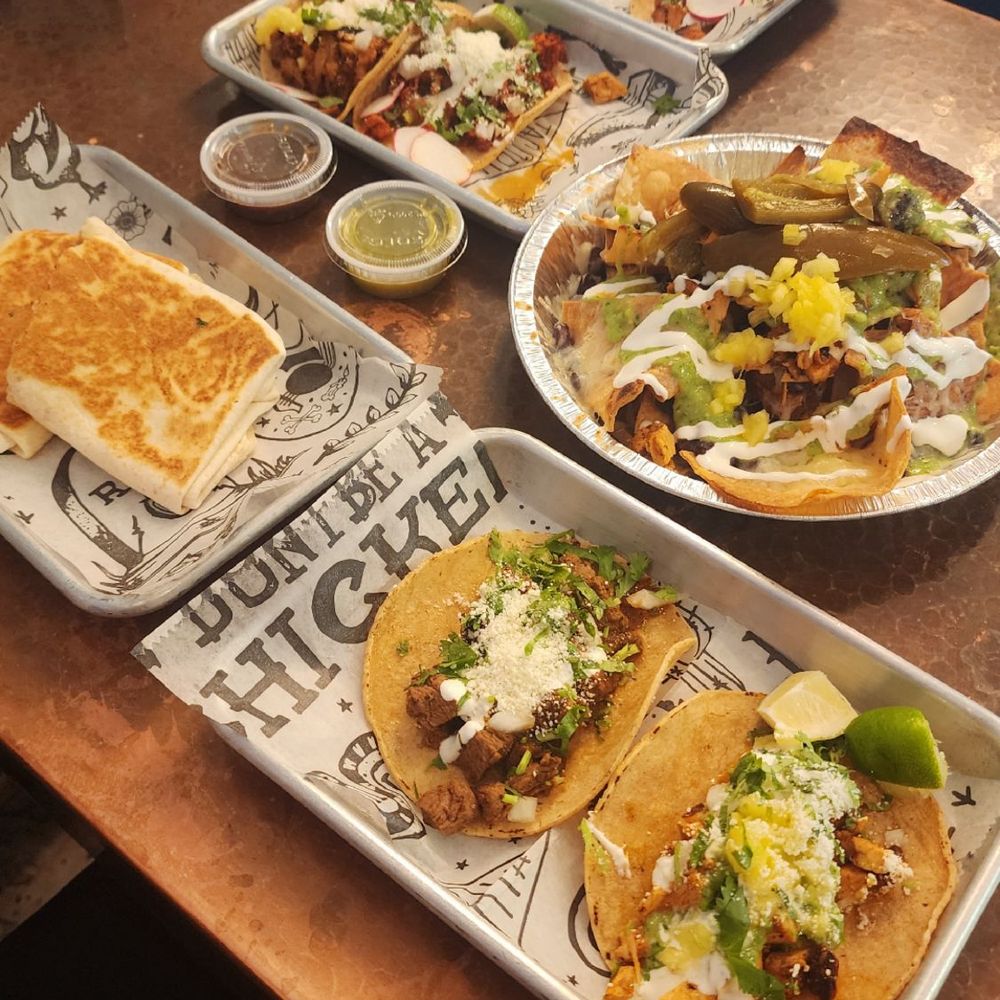 Tacos , nachos with chicken & Chicken Quesadilla. All very delicious Tacos , nachos with chicken & Chicken Quesadilla. All very delicious