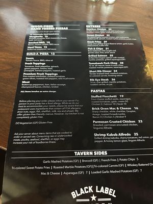 Menu photo 1 Black Label Tavern Shelby Township, MI