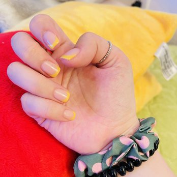 Luxury Nails - Dip french yellow nail design - Nail Salons Near Me - Tustin, California Luxury Nails - Dip french yellow nail design - Nail Salons Near Me - Tustin, California