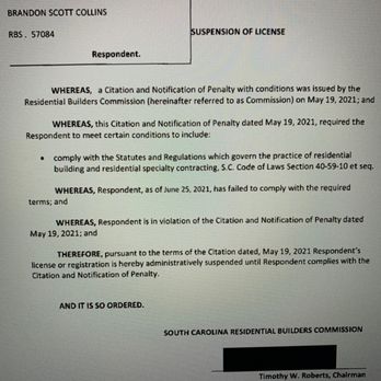 Collins Roofing - license suspended - Roofing Near Me - Pamplico, South Carolina Collins Roofing - license suspended - Roofing Near Me - Pamplico, South Carolina