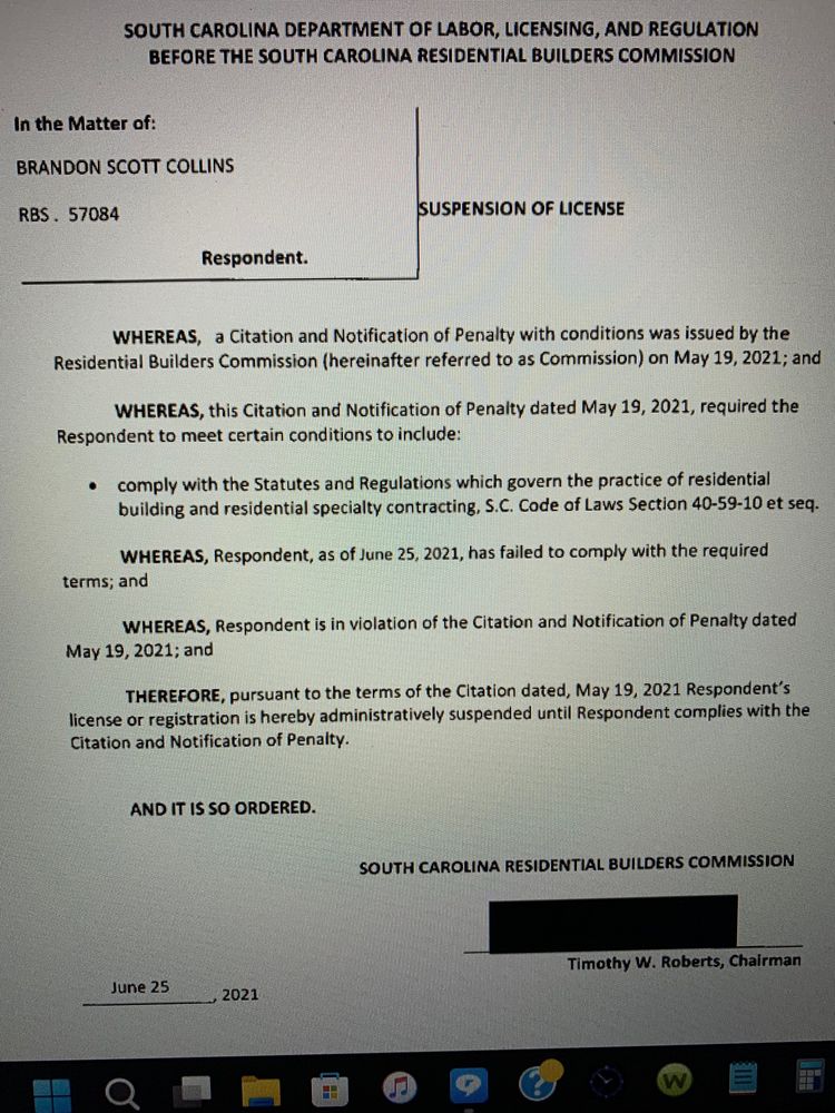 Slide of Collins Roofing