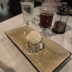 Course 5: Dessert - butter cake with pumpkin spice ice cream