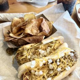 Detroit dogs with homemade chips Detroit dogs with homemade chips