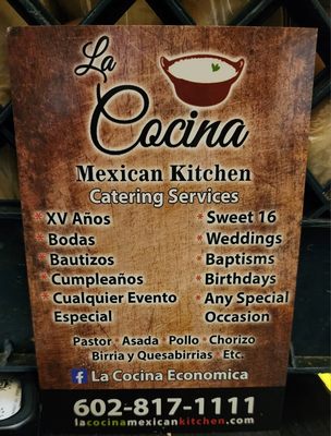 Menu photo 1 La Cocina Economica Phoenix, AZ