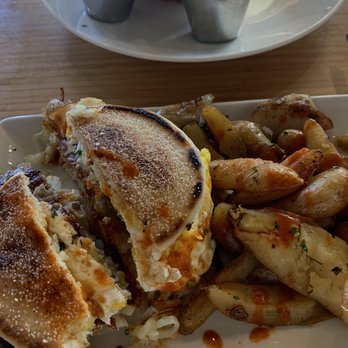 Early Bird - breakfast sandwich + skillet potatoes - New American Near Me - Fullerton, California Early Bird - breakfast sandwich + skillet potatoes - New American Near Me - Fullerton, California