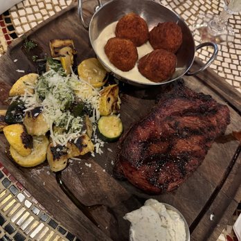 Liquid Assets - Angus NY Strip w Potato Croquettes & Veggies - American Near Me - Ocean City, Maryland Liquid Assets - Angus NY Strip w Potato Croquettes & Veggies - American Near Me - Ocean City, Maryland