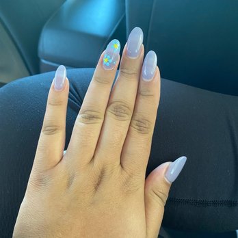 Domain Nails & Spa - Lavender with flower - Nail Salons Near Me - Austin, Texas