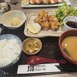 Yayoi-  Teishoku  MOA - Karrage,  soup and rice set with mashed potatoes