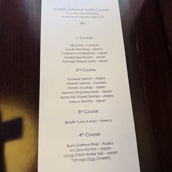 Shiro's - Menu for the night - Sushi Bars Near Me - Seattle, Washington