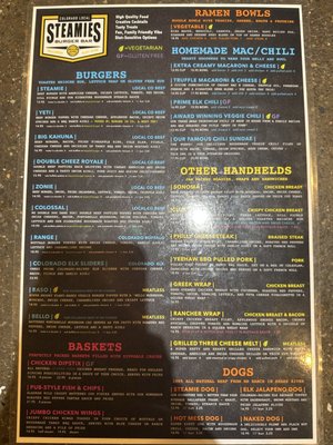 Menu photo 1 Steamies Burger Bar Telluride, CO