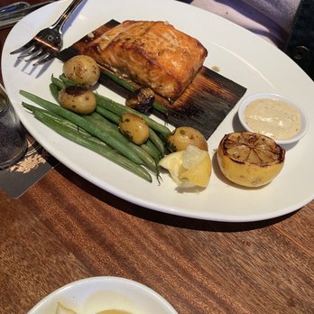 Seasons 52 - Cedar - Plank Roasted Salmon - New American Near Me - Costa Mesa, California