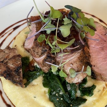 GRANA BYOB - Pork tenderloin with polenta and onion bacon jam - Salad Near Me - Cape May, New Jersey GRANA BYOB - Pork tenderloin with polenta and onion bacon jam - Salad Near Me - Cape May, New Jersey
