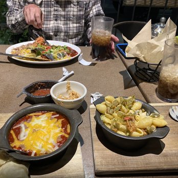The Chile Pod - Enchilada Plate, red chili and Bowl of Beans and Chile, New Mexican Mac & Cheese - New Mexican Cuisine Near Me - Farmington, New Mexico