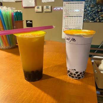 Yes Cafe - 16. Lychee Tea and 75. Taro Slush - Bubble Tea Near Me - Chandler, Arizona