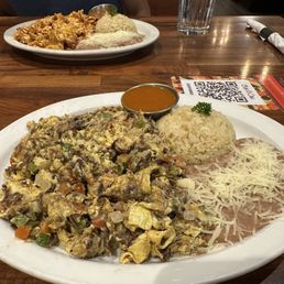 Machaca con Huevos rice and beans. Machaca con Huevos rice and beans.