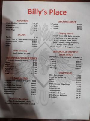 Menu photo 2 Wingnut Billy's Place Catawissa, MO Menu photo 2 Wingnut Billy's Place Catawissa, MO
