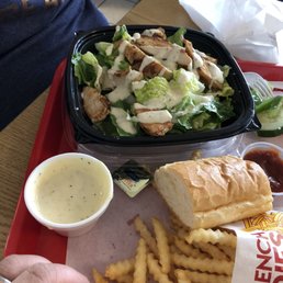 Great chicken Caesar! Comes with a lil piece of bread too