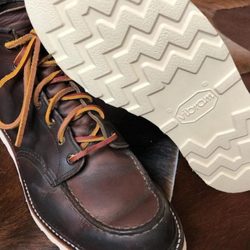 Next Step Belair Shoe Repair - Wedge Vibram full Sole on Redwing boots.