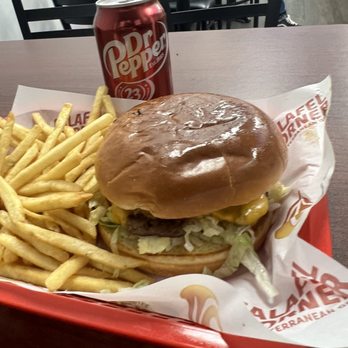 Falafel Corner - Cheese burger with fries - Mediterranean Near Me - Davis, California