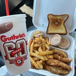 Guthrie's - Original box 5 fingers. Large drink and extra fries and extra sauce
