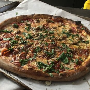 URBN - Half Italian sausage and half pepperoni pizza with basil - Pizza Near Me - Vista, California URBN - Half Italian sausage and half pepperoni pizza with basil - Pizza Near Me - Vista, California