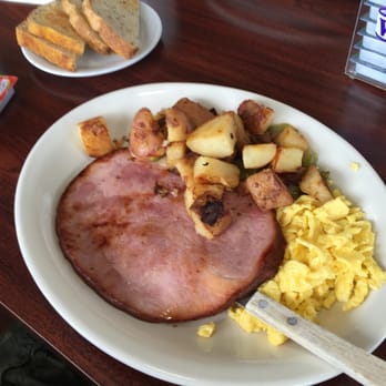 The Best Breakfast Cafe - Ham steak and eggs with rye toast - American Near Me - Oxnard, California