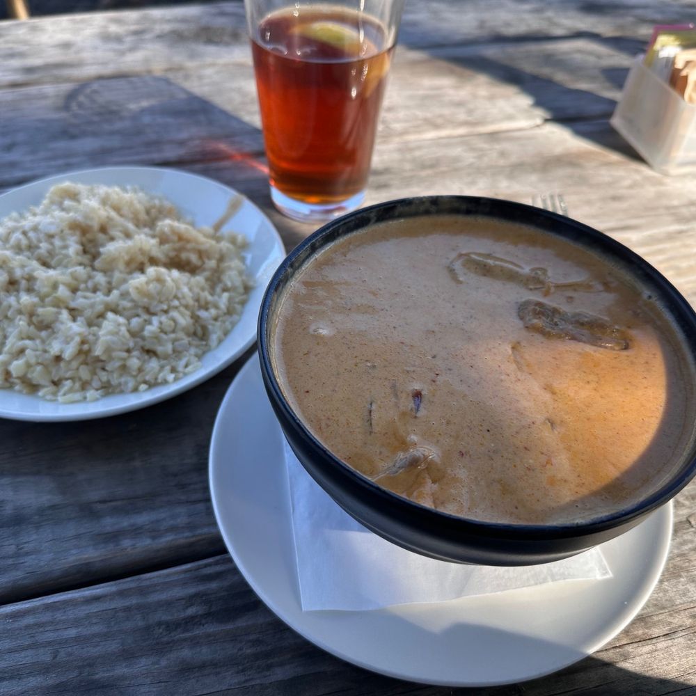 AWESOME Massaman Curry w/ beef and brown rice. Sweet coconut flavor w/ potatoes & onions. AWESOME Massaman Curry w/ beef and brown rice. Sweet coconut flavor w/ potatoes & onions.