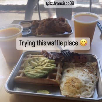 Waffle Love - Breakfast Plate with croissant waffle - Waffles Near Me - Northridge, California Waffle Love - Breakfast Plate with croissant waffle - Waffles Near Me - Northridge, California