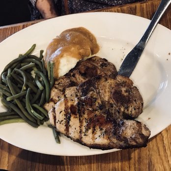 Mickey's Top Sirloin - Pork chop with green beans and mashed potato. - Steakhouses Near Me - Denver, Colorado Mickey's Top Sirloin - Pork chop with green beans and mashed potato. - Steakhouses Near Me - Denver, Colorado