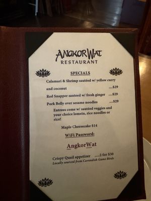 Menu photo 1 Angkor Wat Restaurant Woodstock, VT Menu photo 1 Angkor Wat Restaurant Woodstock, VT