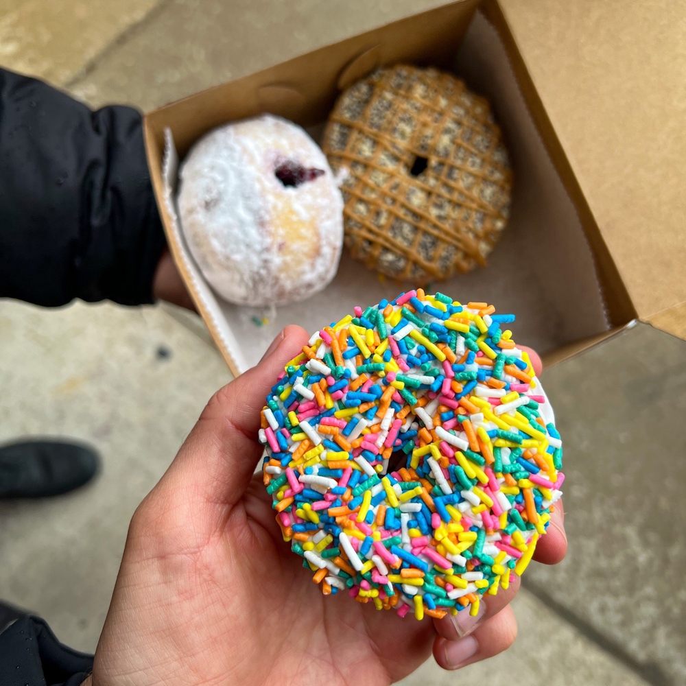 Beacon Doughnuts - Birthday Cake Donut, Blackberry Bismark, Choco-Caramel Shorrbread - Donuts Near Me - Chicago, Illinois Beacon Doughnuts - Birthday Cake Donut, Blackberry Bismark, Choco-Caramel Shorrbread - Donuts Near Me - Chicago, Illinois