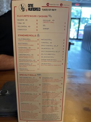 Menu photo 1 100 Hibachi & Sushi Chattanooga, TN Menu photo 1 100 Hibachi & Sushi Chattanooga, TN