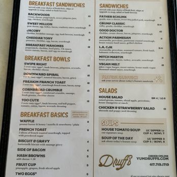 Druff's - Menu 11/2024 - American Near Me - Springfield, Missouri