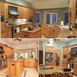 Sea Brush Painting - Kitchen went from dated cream to Coastal Plain...really brought out the color of the cabinets