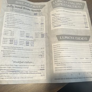 Jolly Donut - The menu has all sorts of scribbles, except the notice about eggs... what a joke - Donuts Near Me - Sandusky, Ohio Jolly Donut - The menu has all sorts of scribbles, except the notice about eggs... what a joke - Donuts Near Me - Sandusky, Ohio