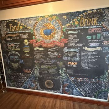 Stone Cup Cafe - Wall mural menu. - Coffee Roasteries Near Me - Chattanooga, Tennessee