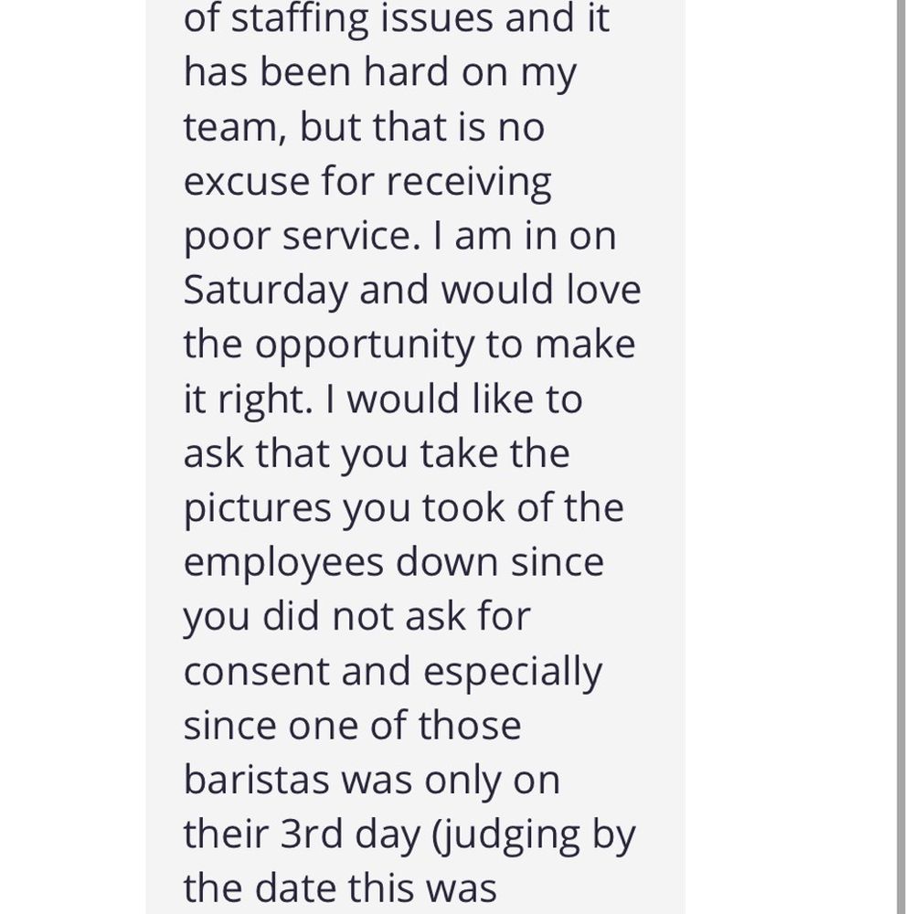 Starbucks - trying to inbox me low key instead if replying in public to make themselves look better. - Coffee & Tea Near Me - Riverside, California
