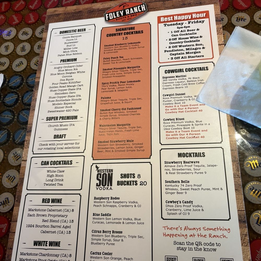 Drink menu Drink menu