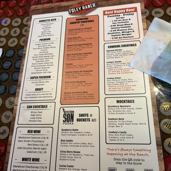 Foley Ranch, Boots & BBQ - Drink menu - Barbeque Near Me - Phoenix, Arizona