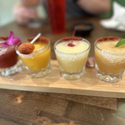 El Nuevo Mexico Restaurant - Muy bueno! Be prepared these are not for the meek! Margarita flight consisting of Strawberry, Peach, Coconut and Mango!