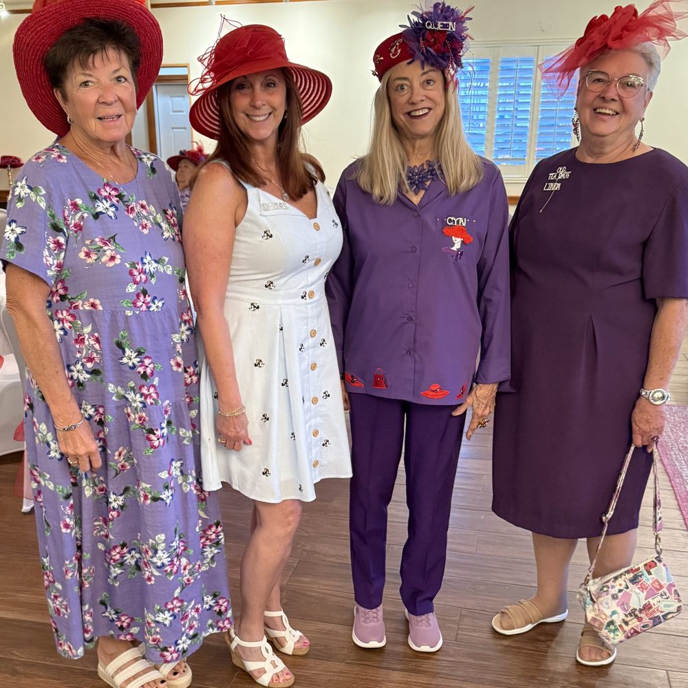 Corner Rose Tea Room - Sassy & Sparkley Red Hat Chapter - Marsha, Debbi, Cyn, Linda (L-R) - Tea Rooms Near Me - Orlando, Florida Corner Rose Tea Room - Sassy & Sparkley Red Hat Chapter - Marsha, Debbi, Cyn, Linda (L-R) - Tea Rooms Near Me - Orlando, Florida