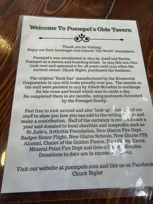 Menu photo 1 Puempel's Olde Tavern New Glarus, WI