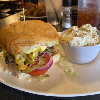 1868 Landmark - Burger and potato salad - Comfort Food Near Me - Calvert, Texas 1868 Landmark - Burger and potato salad - Comfort Food Near Me - Calvert, Texas
