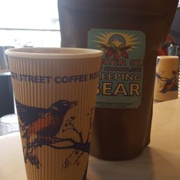 Sleeping bear mocha with soy milk = happy me! Sleeping bear mocha with soy milk = happy me!