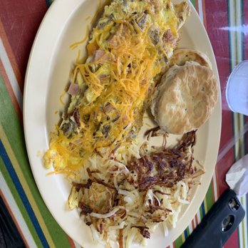 G’s Molcajete - Meat lovers Omelet w/hash browns & Biscuit - Tex-Mex Near Me - Crystal Beach, Texas G’s Molcajete - Meat lovers Omelet w/hash browns & Biscuit - Tex-Mex Near Me - Crystal Beach, Texas