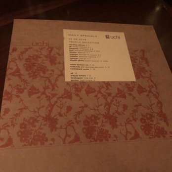Uchi Houston - Love the menu make sure you check out the daily special - Sushi Bars Near Me - Houston, Texas Uchi Houston - Love the menu make sure you check out the daily special - Sushi Bars Near Me - Houston, Texas