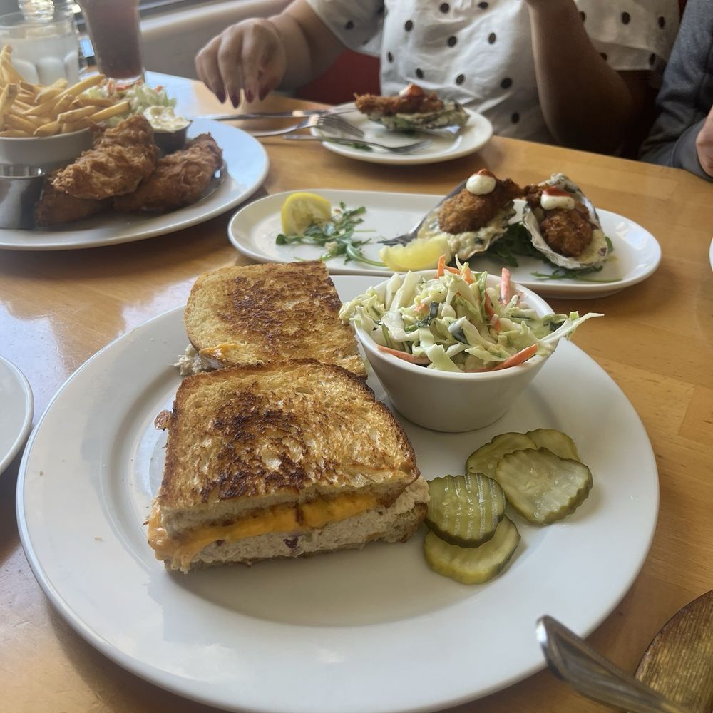 Turn 12 - tuna melt & fish n chips (in the back) - American Near Me - Monterey, California Turn 12 - tuna melt & fish n chips (in the back) - American Near Me - Monterey, California